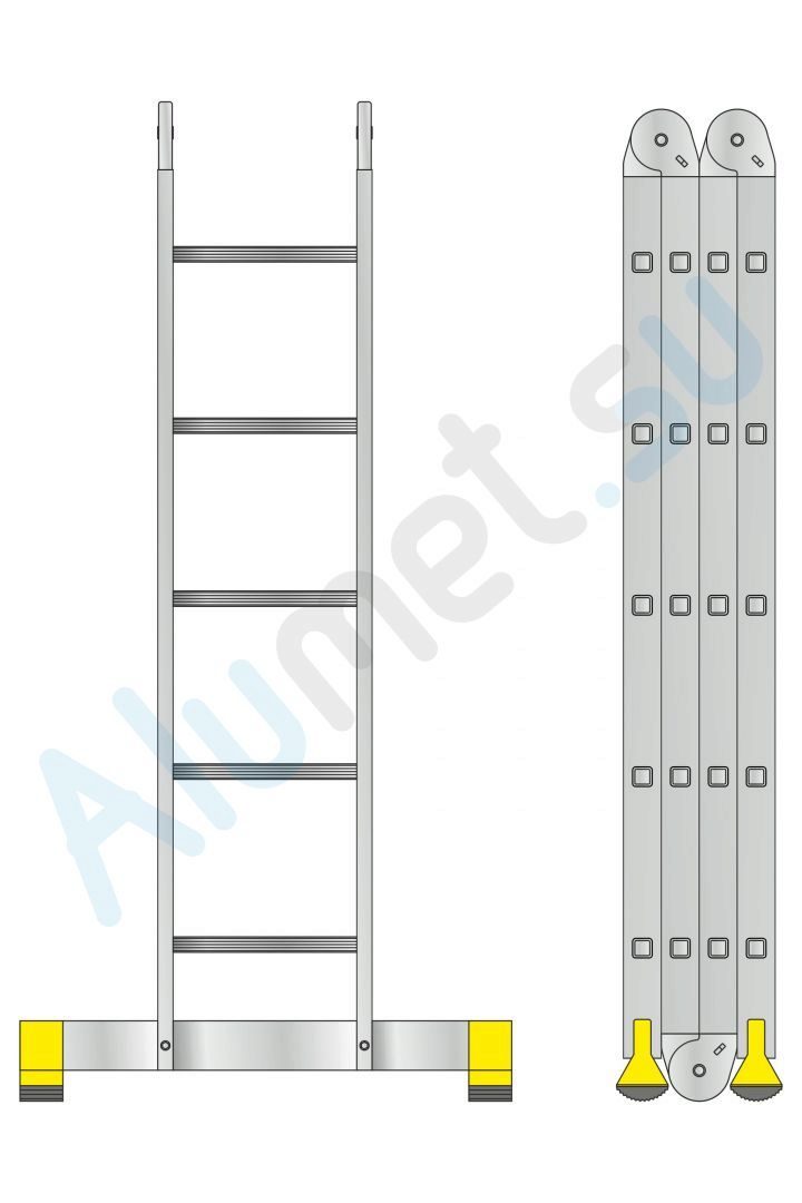 Лестница трансформер алюминиевая (шарнирная) 4х5 Т455 профессиональная