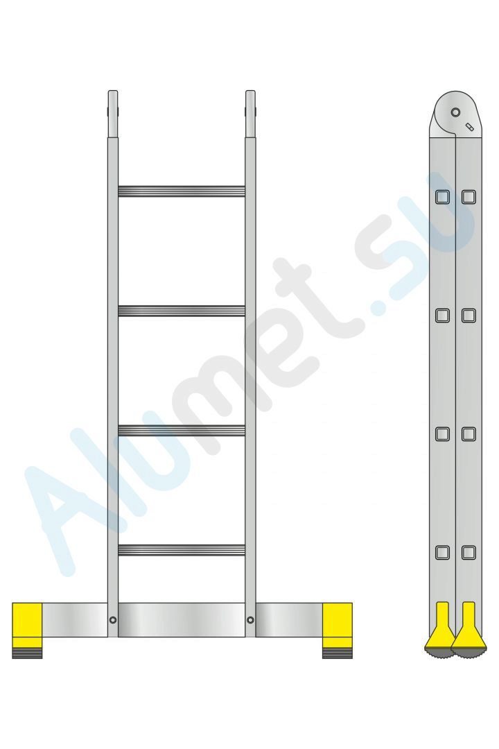 Лестница трансформер алюминиевая (шарнирная) 2х4 T204 профессиональная